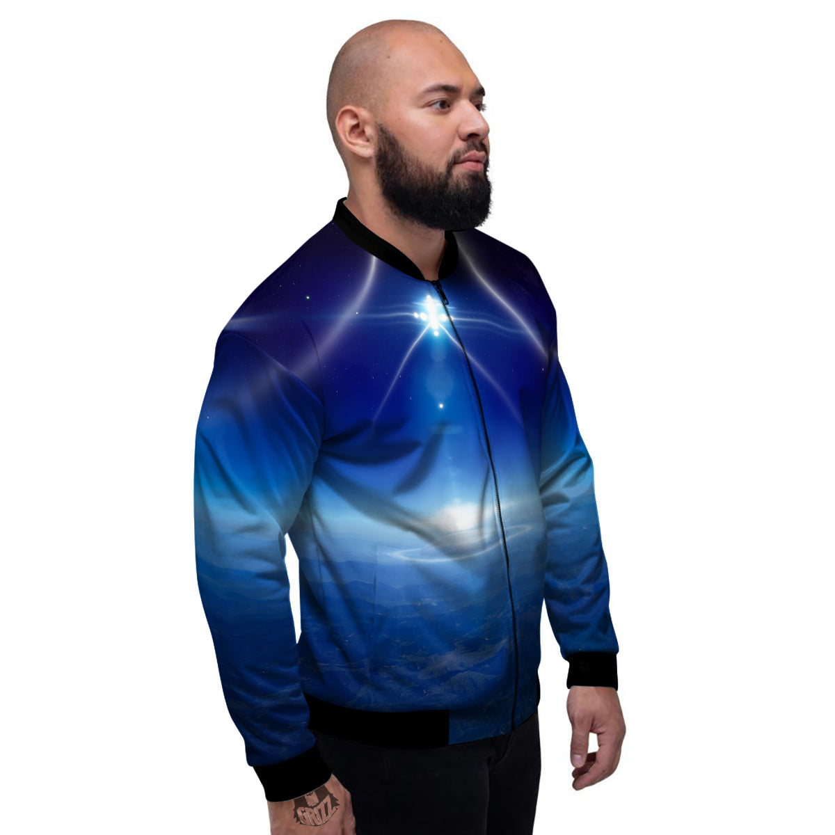 Abstract Sci Fi On Earth Print Men's Bomber Jacket-grizzshop