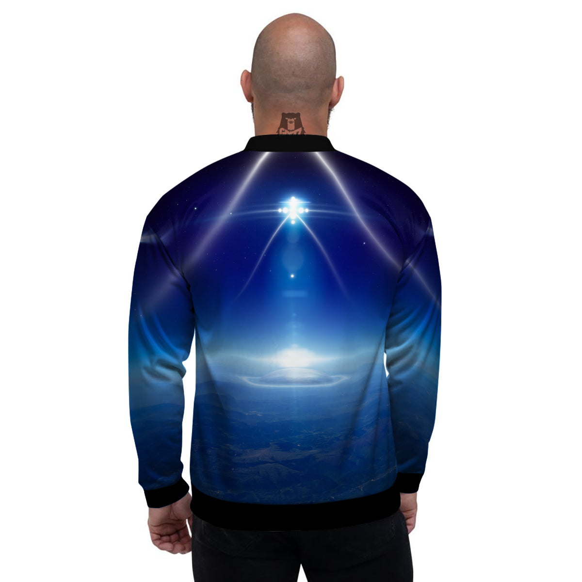 Abstract Sci Fi On Earth Print Men's Bomber Jacket-grizzshop