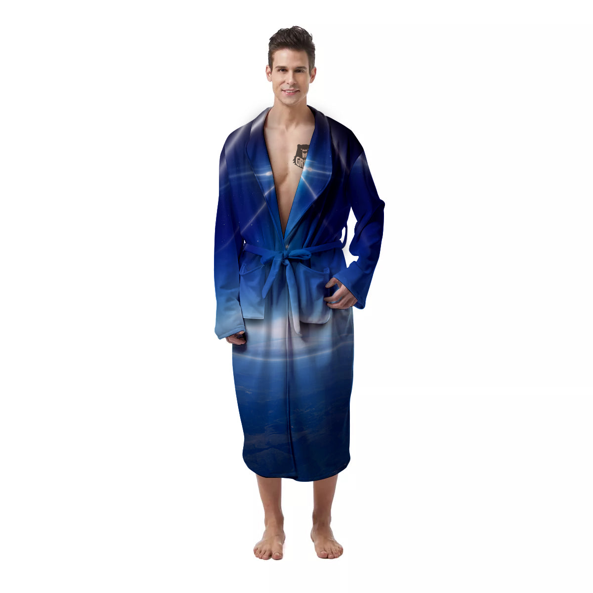 Abstract Sci Fi On Earth Print Men's Robe-grizzshop