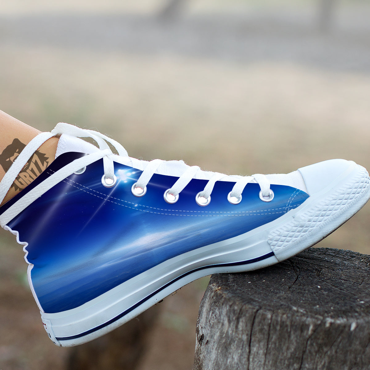 Abstract Sci Fi On Earth Print White High Top Shoes-grizzshop