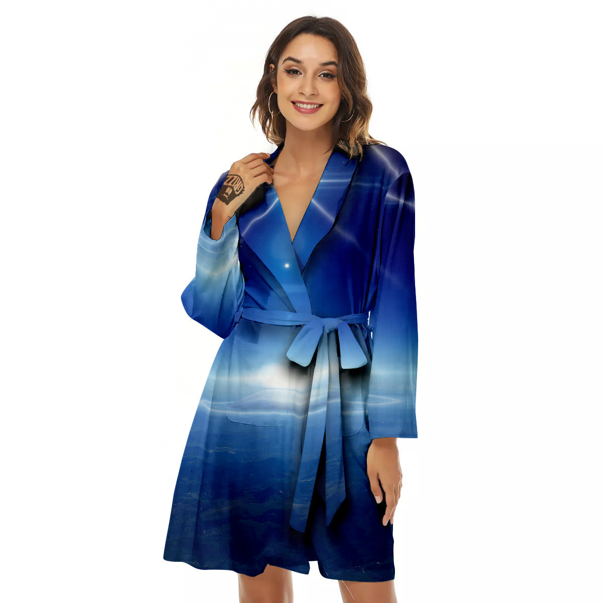 Abstract Sci Fi On Earth Print Women's Robe-grizzshop