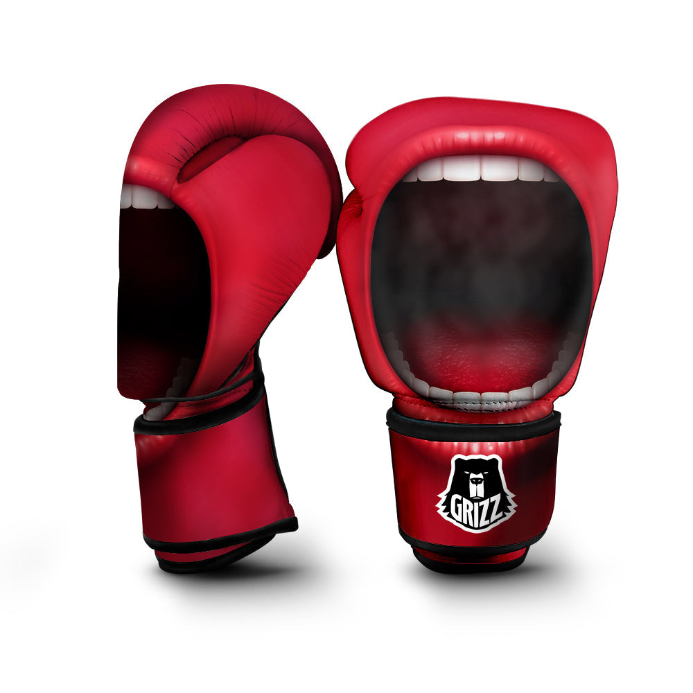 Abstract Scream Red Mouth Print Boxing Gloves-grizzshop