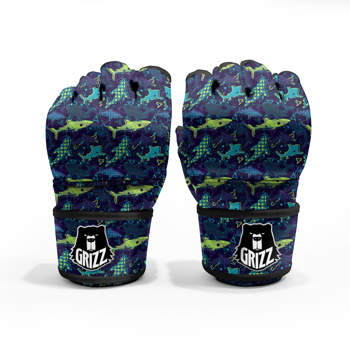 Abstract Shark Print Pattern MMA Gloves-grizzshop