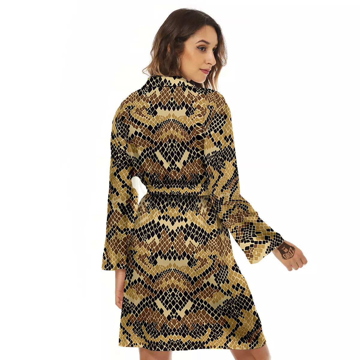 Abstract Snake Skin Print Women's Robe-grizzshop