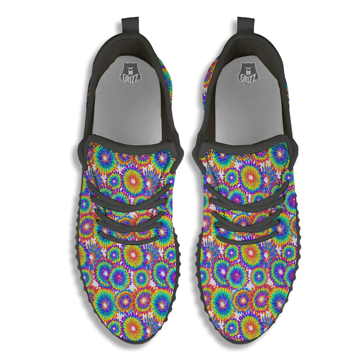 Abstract Sunflower Colorful Print Pattern Black Walking Shoes-grizzshop