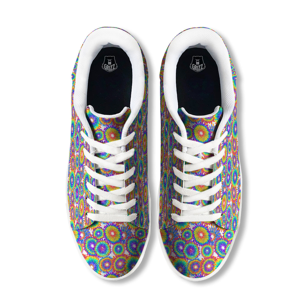 Abstract Sunflower Colorful Print Pattern White Low Top Sneakers-grizzshop