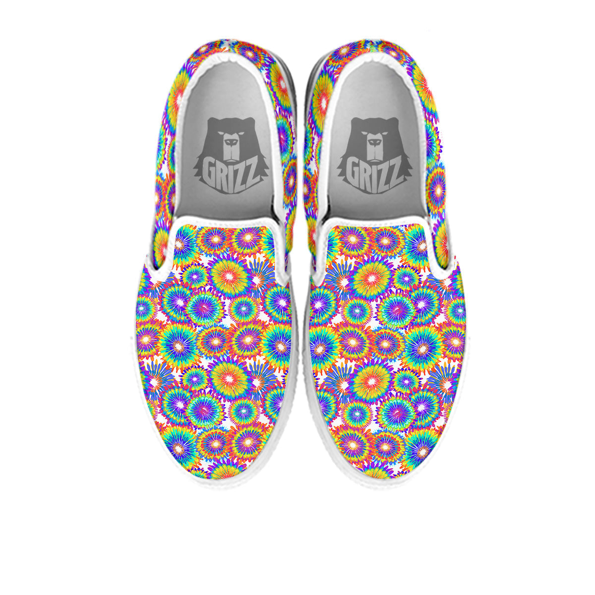 Abstract Sunflower Colorful Print Pattern White Slip On Shoes-grizzshop