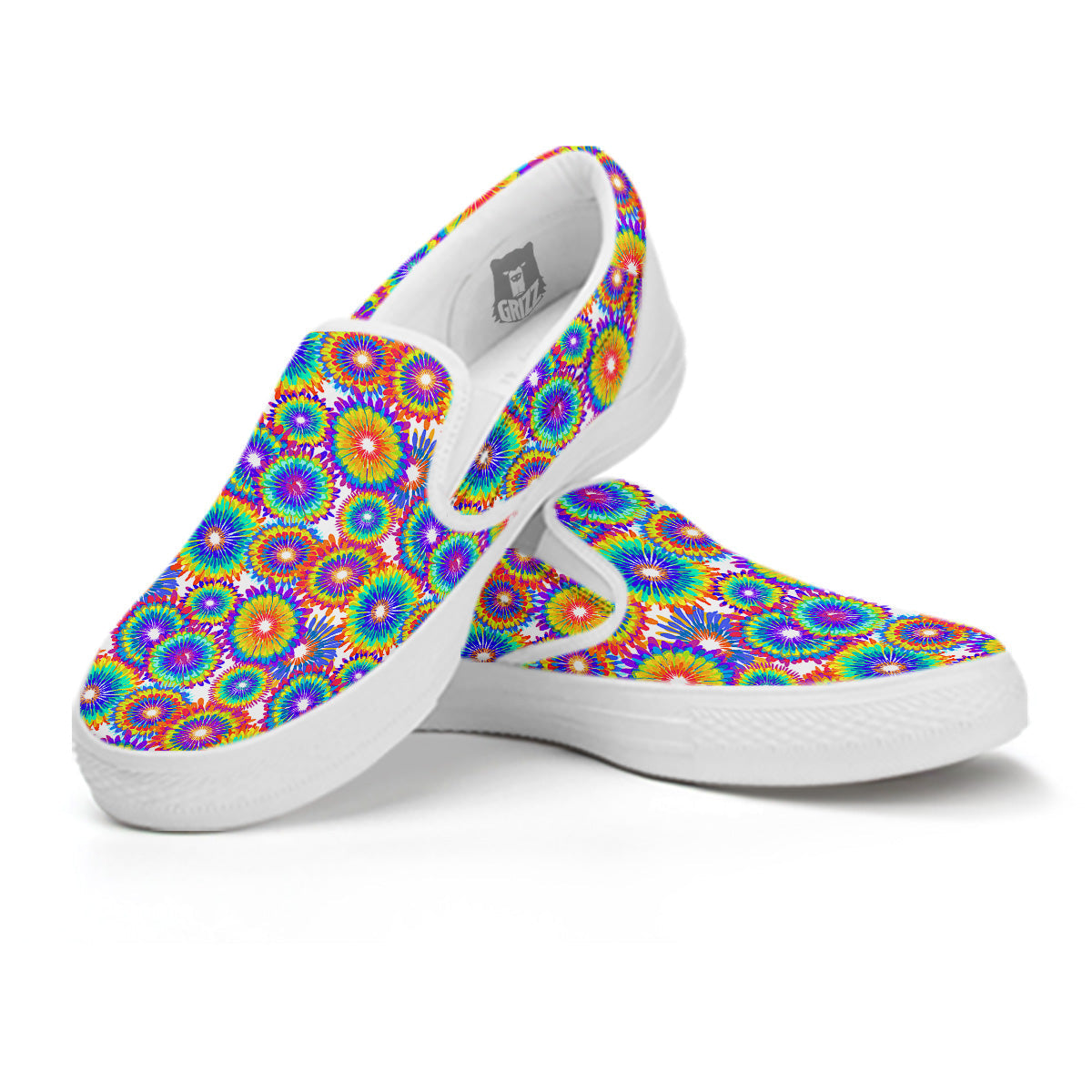 Abstract Sunflower Colorful Print Pattern White Slip On Shoes-grizzshop