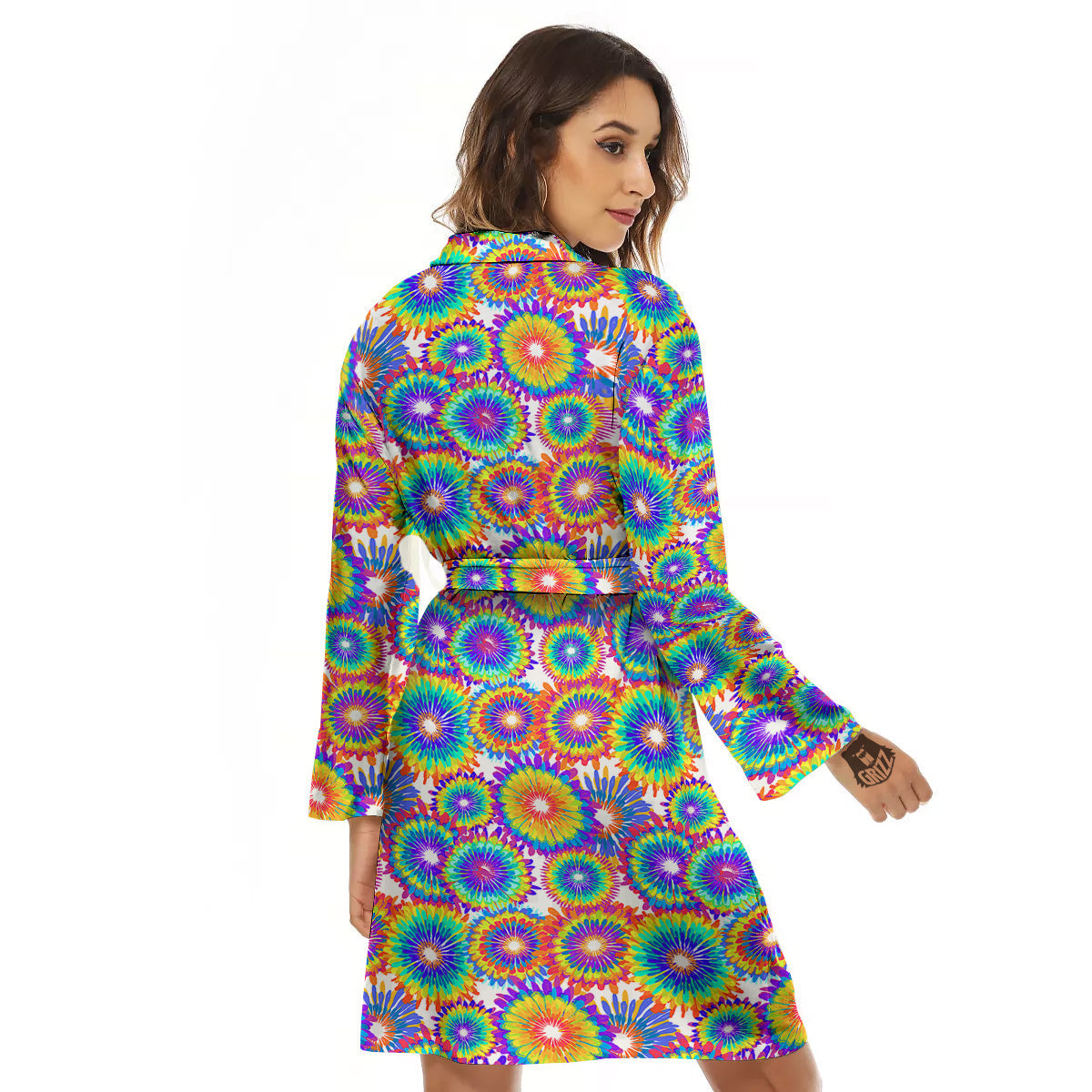 Abstract Sunflower Colorful Print Pattern Women's Robe-grizzshop