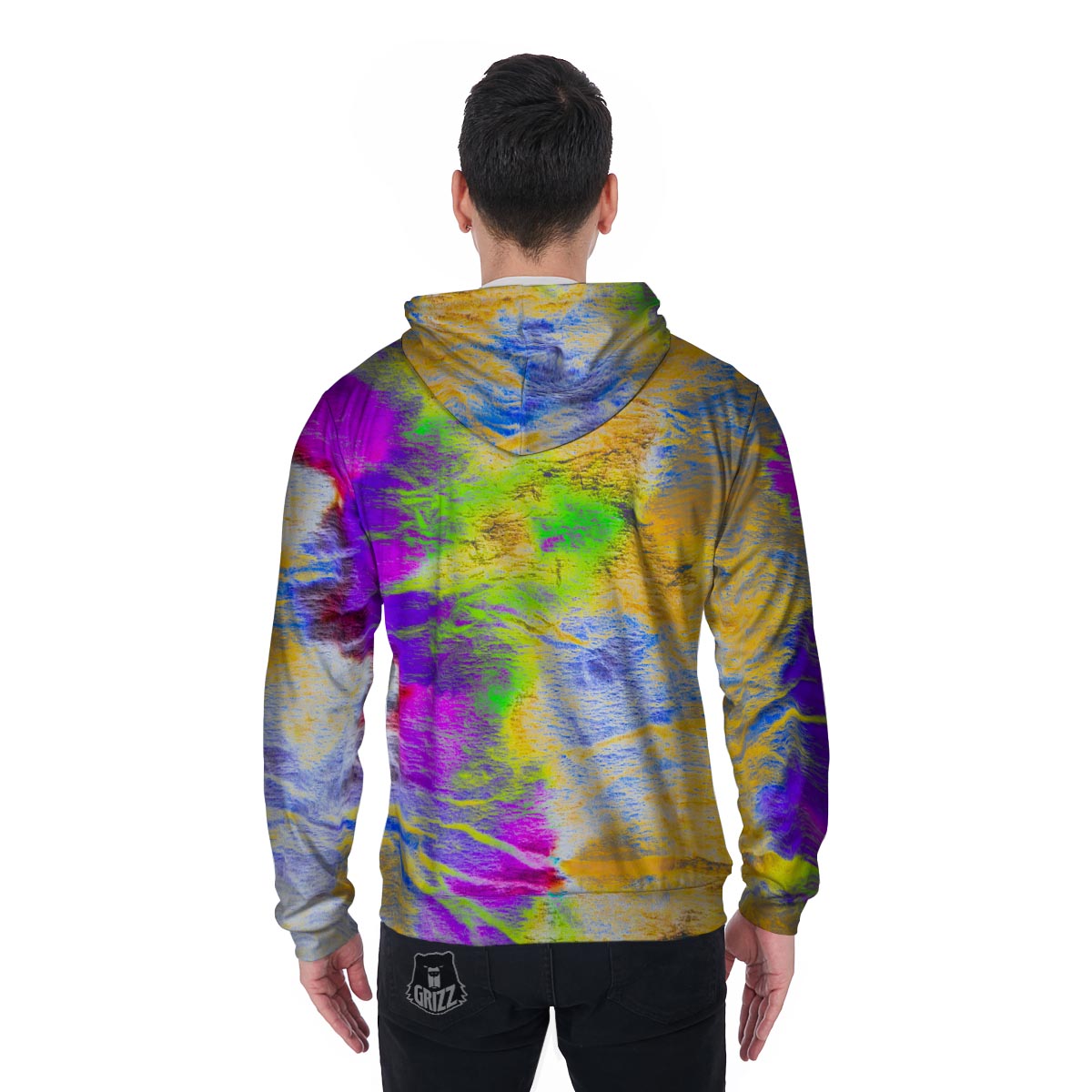 Abstract Tie Dye Men's Zip Up Hoodie-grizzshop