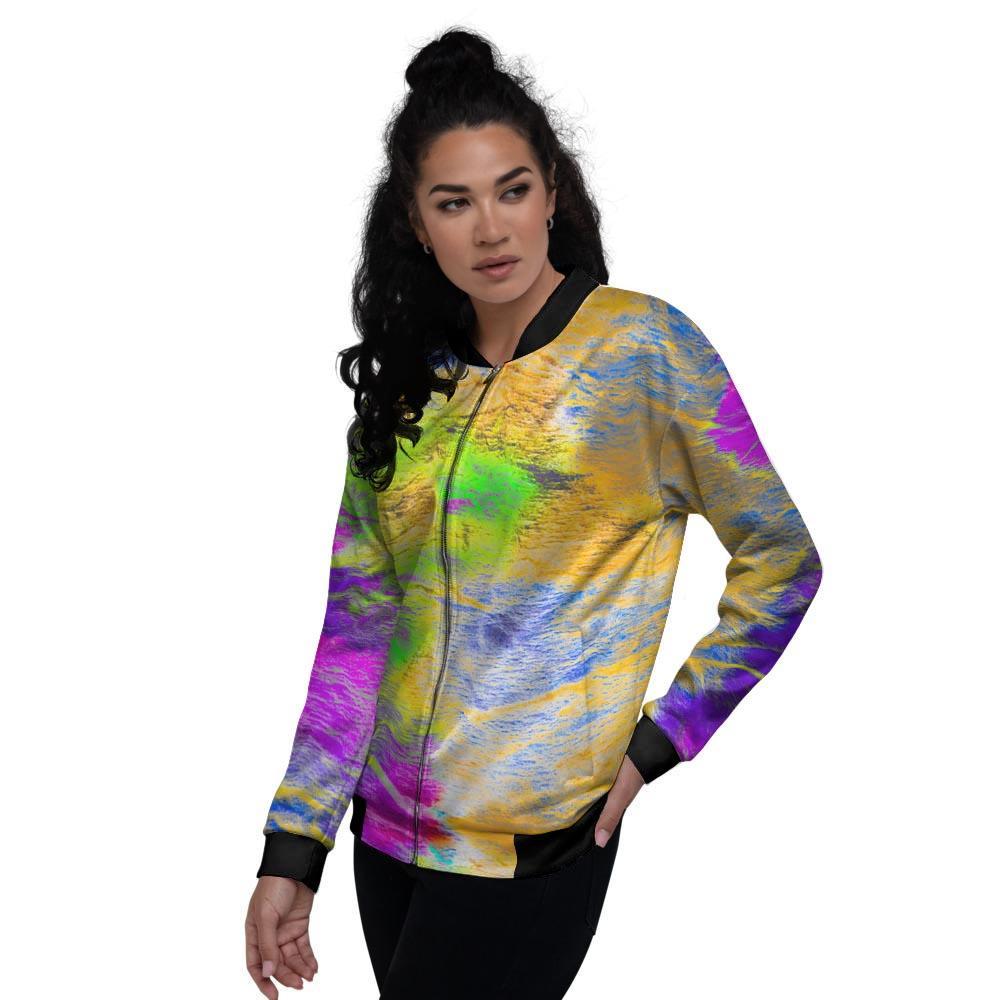 Abstract Tie Dye Women's Bomber Jacket-grizzshop