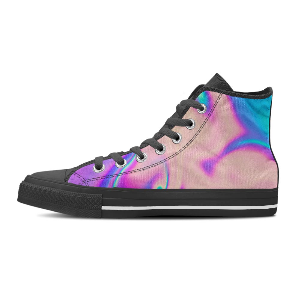 Abstract Trippy Holographic Women's High Top Shoes-grizzshop