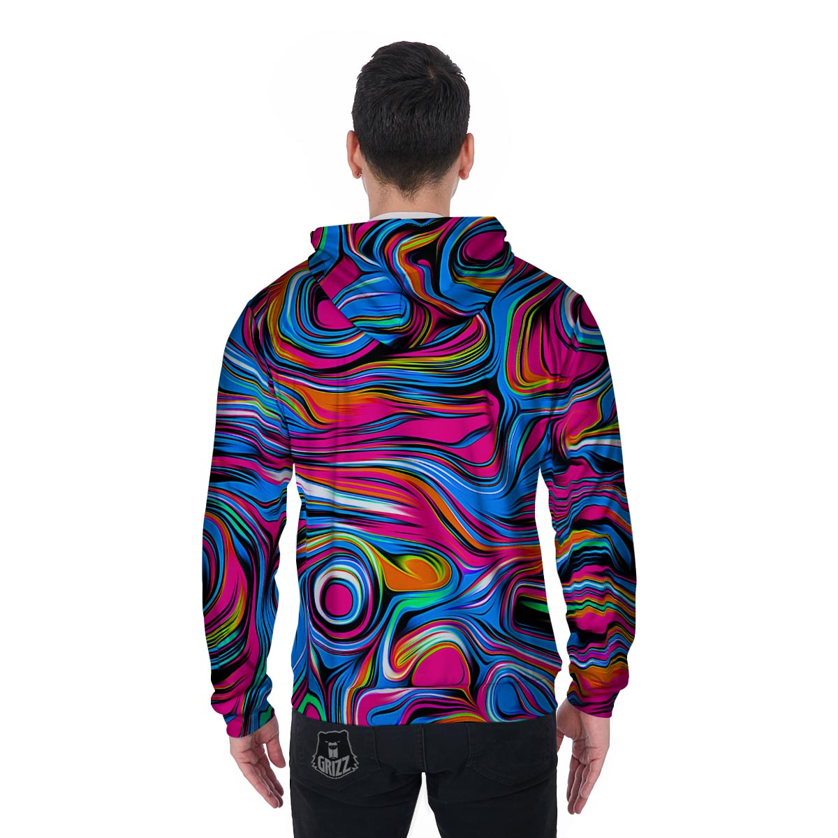 Abstract Trippy Paint Men's Zip Up Hoodie-grizzshop