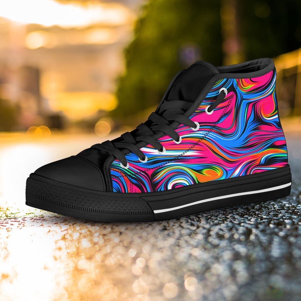 Abstract Trippy Paint Women's High Top Shoes-grizzshop