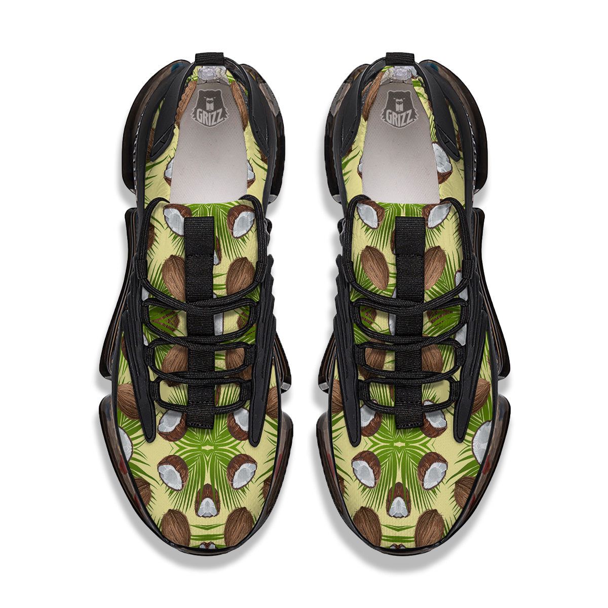 Abstract Tropical Coconut Print Pattern Black Gym Shoes-grizzshop