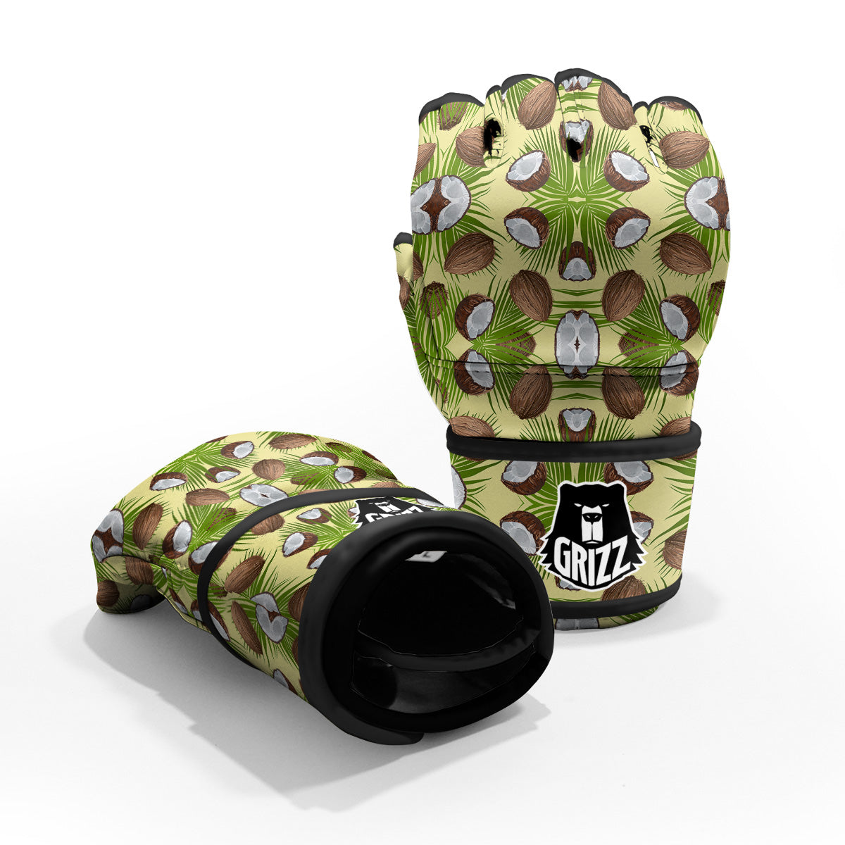 Abstract Tropical Coconut Print Pattern MMA Gloves-grizzshop