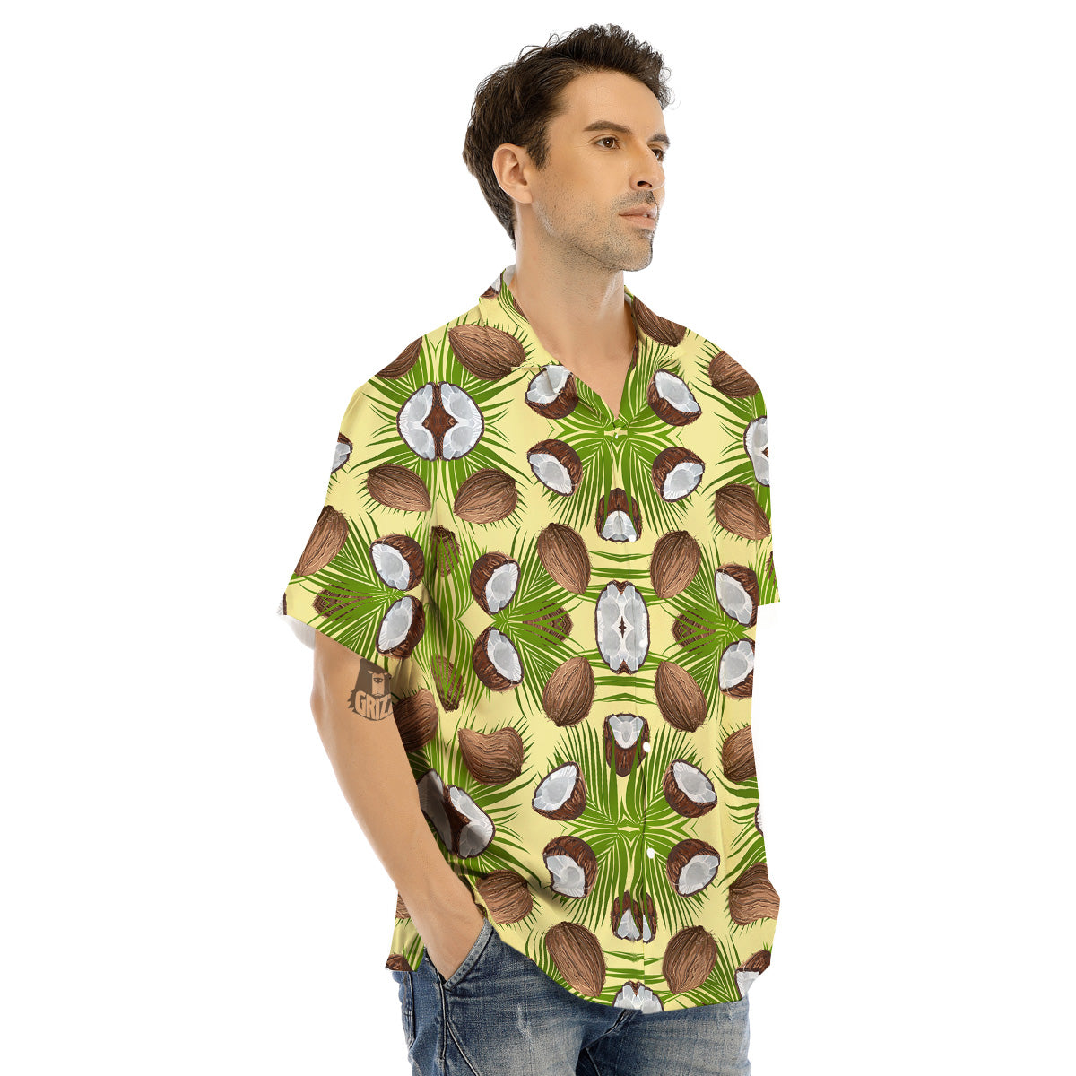Abstract Tropical Coconut Print Pattern Men's Hawaiian Shirt-grizzshop