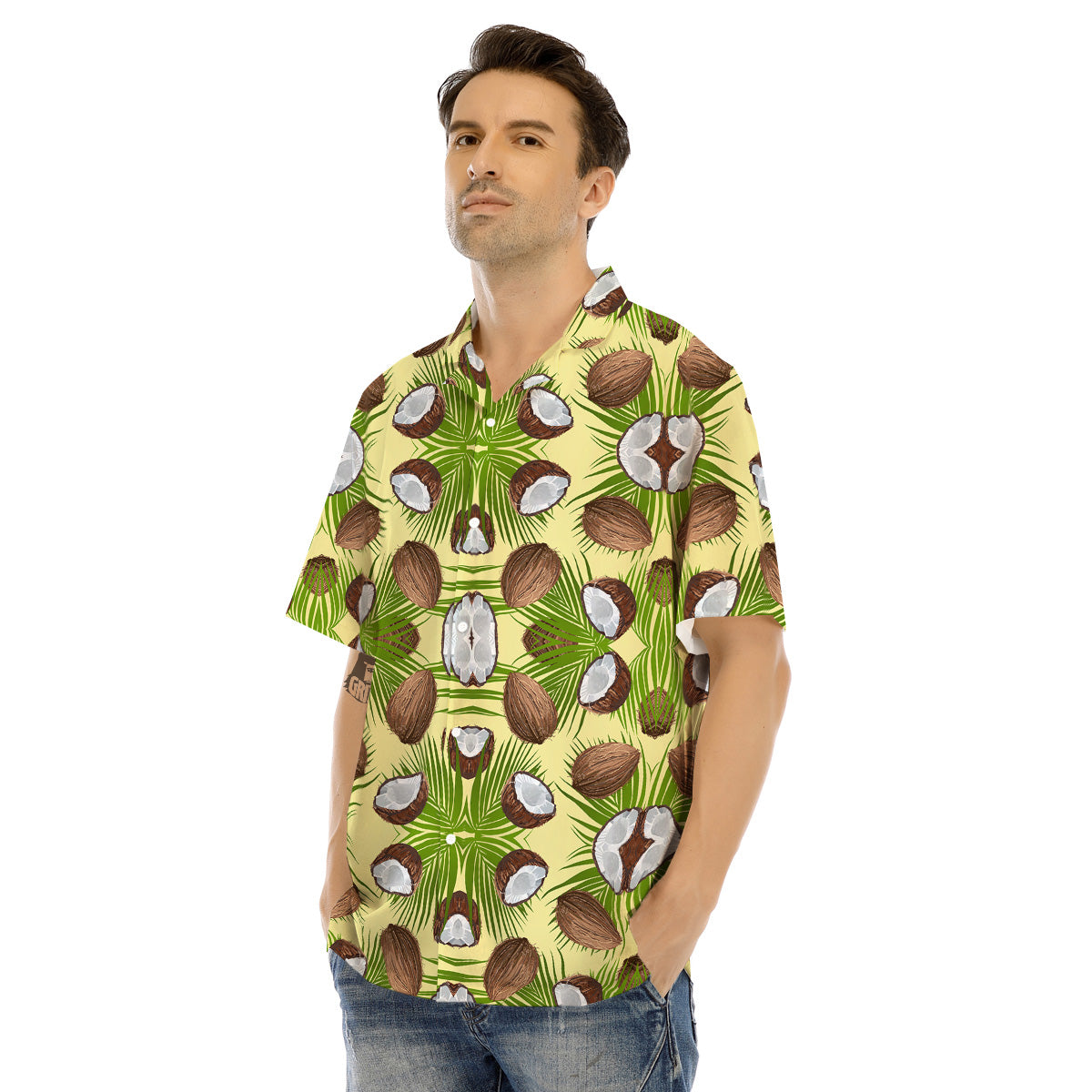Abstract Tropical Coconut Print Pattern Men's Hawaiian Shirt-grizzshop