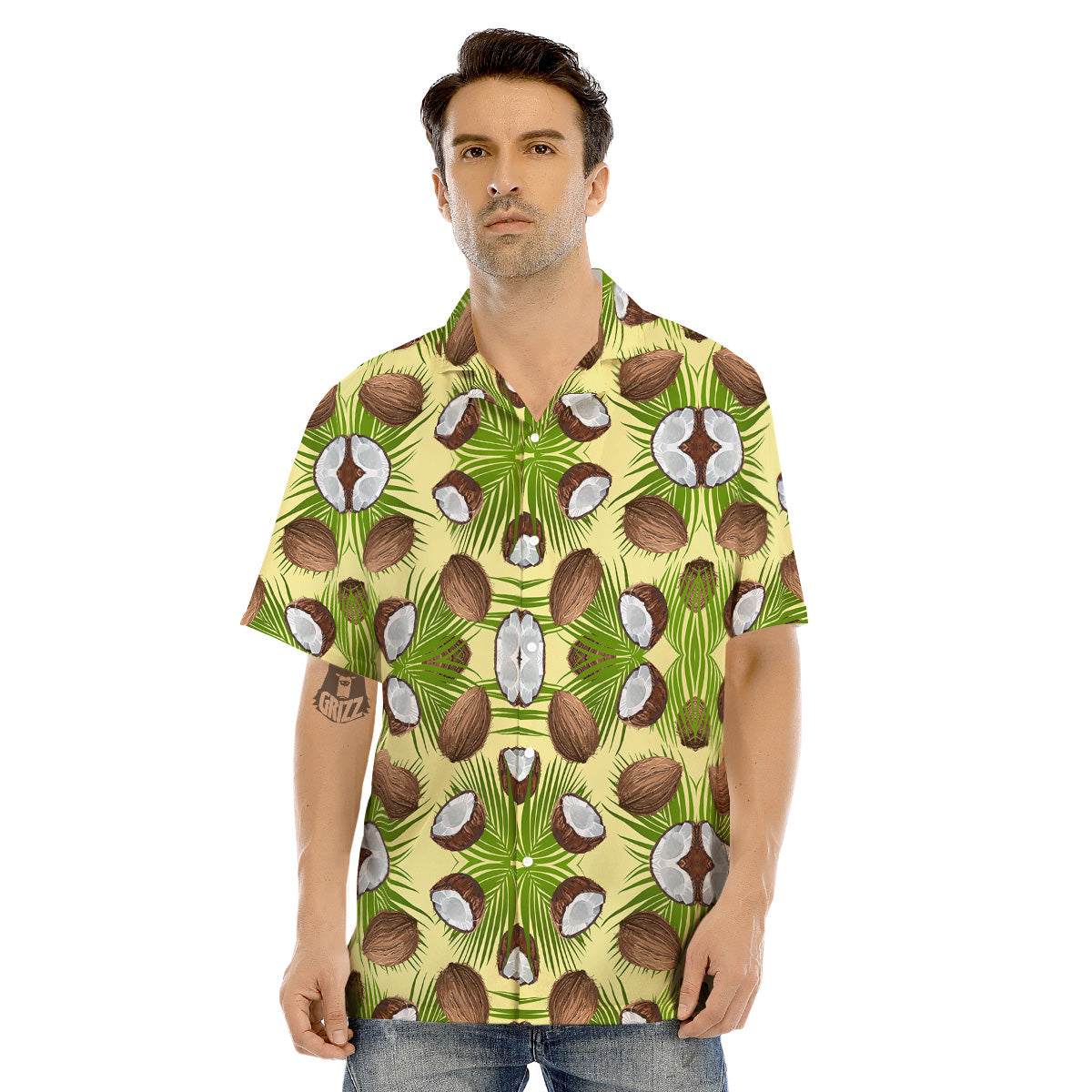 Abstract Tropical Coconut Print Pattern Men's Hawaiian Shirt-grizzshop