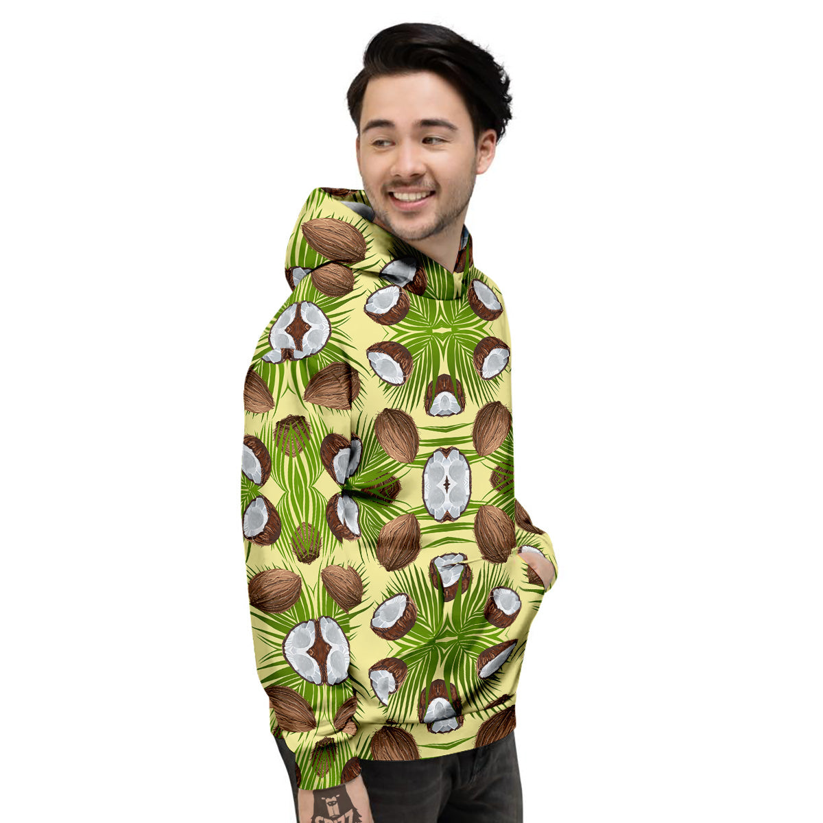 Abstract Tropical Coconut Print Pattern Men's Hoodie-grizzshop