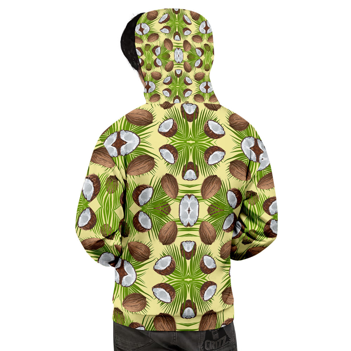 Abstract Tropical Coconut Print Pattern Men's Hoodie-grizzshop
