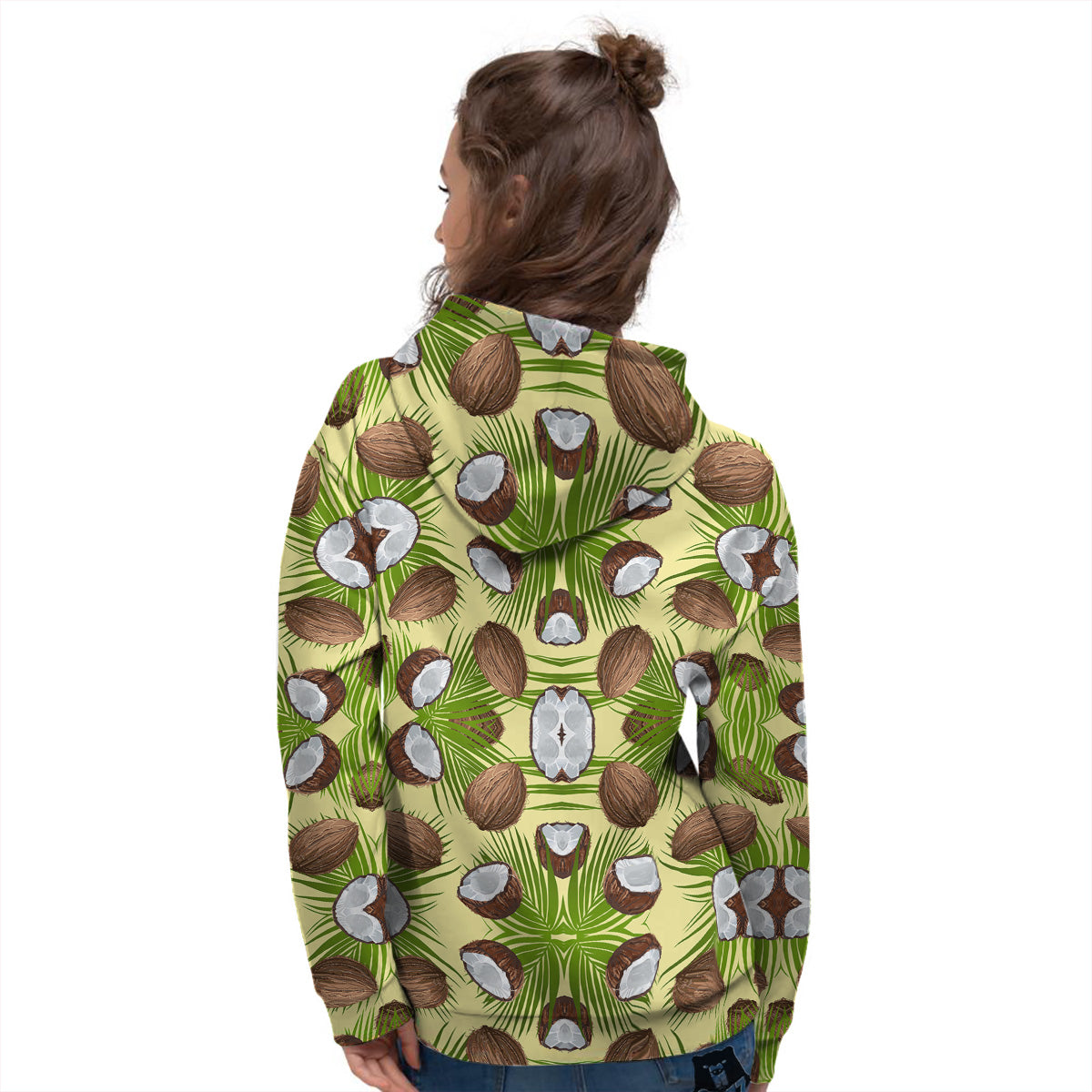 Abstract Tropical Coconut Print Pattern Women's Hoodie-grizzshop