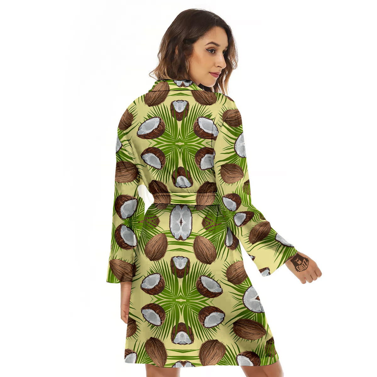 Abstract Tropical Coconut Print Pattern Women's Robe-grizzshop