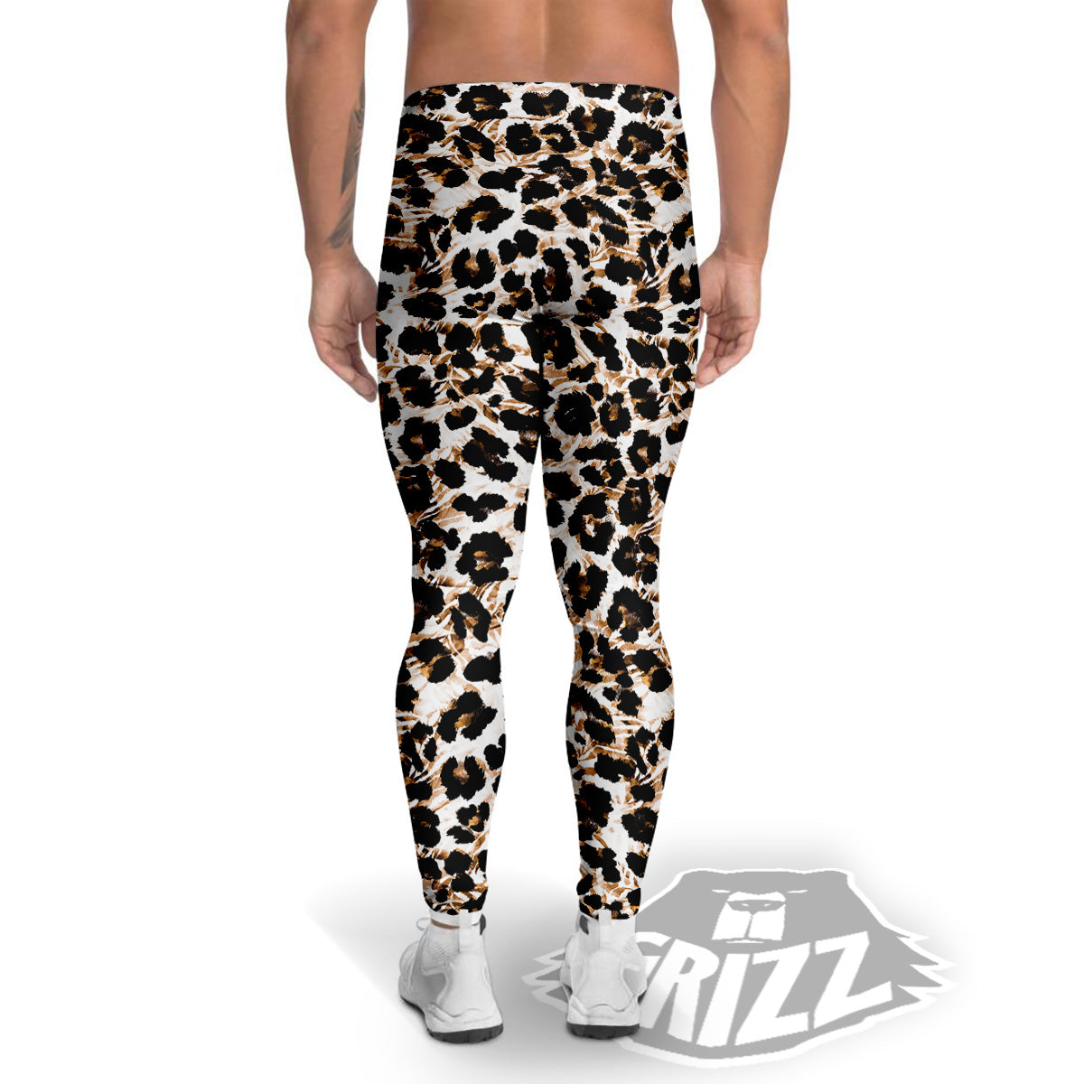 Abstract Watercolor Leopard Print Pattern Men's Leggings-grizzshop