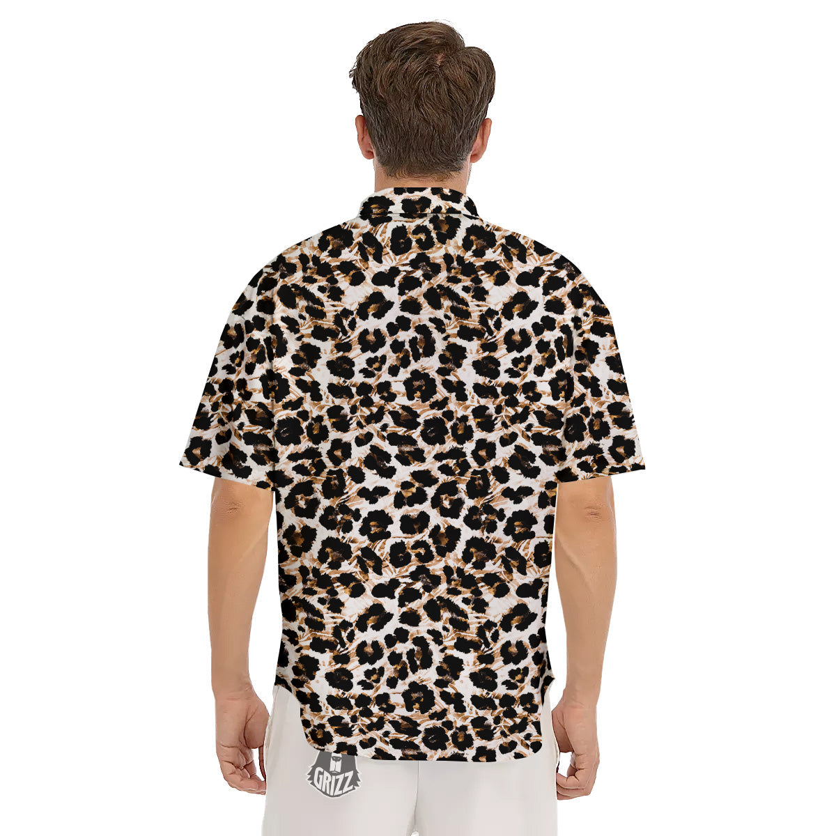 Abstract Watercolor Leopard Print Pattern Men's Short Sleeve Shirts-grizzshop