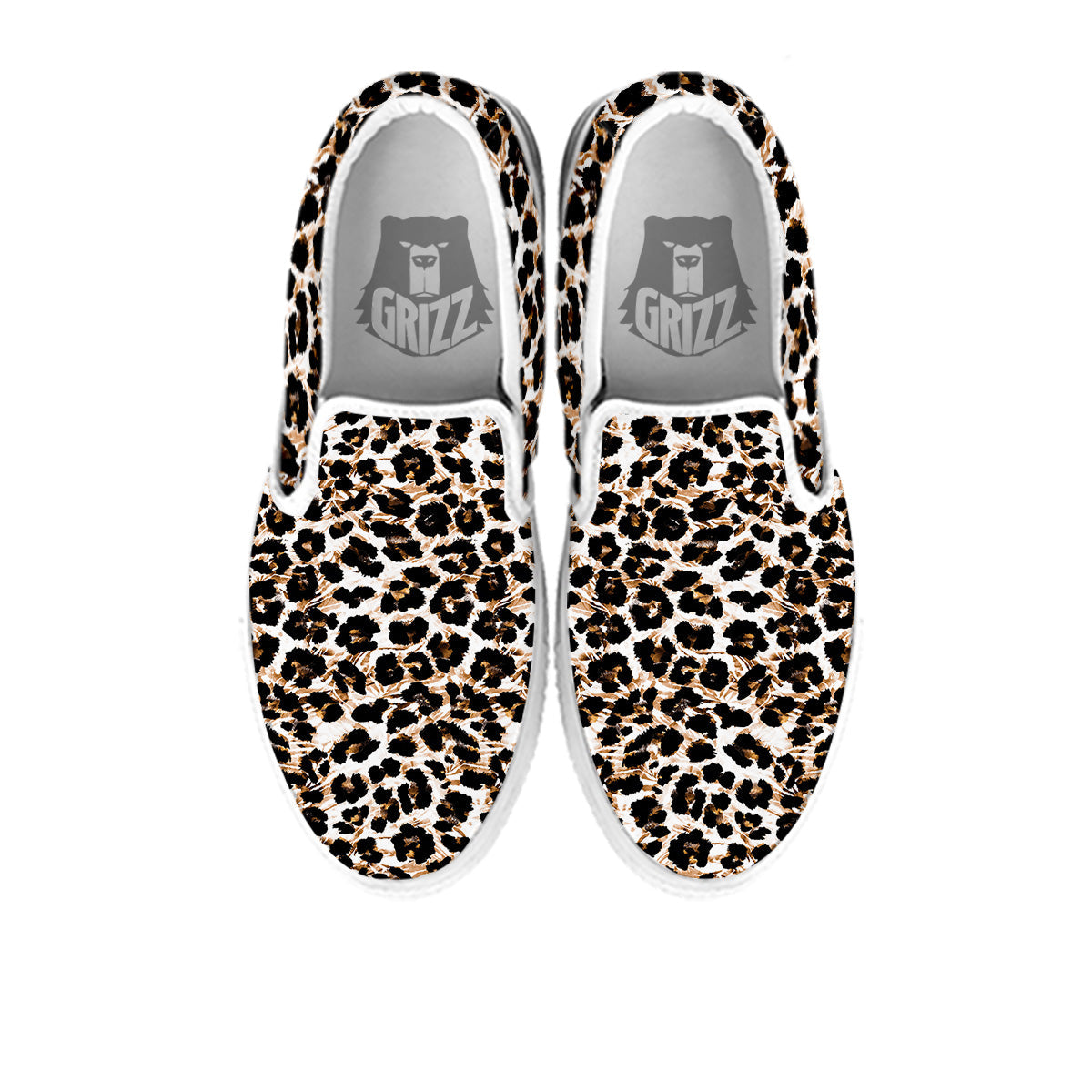 Abstract Watercolor Leopard Print Pattern White Slip On Shoes-grizzshop