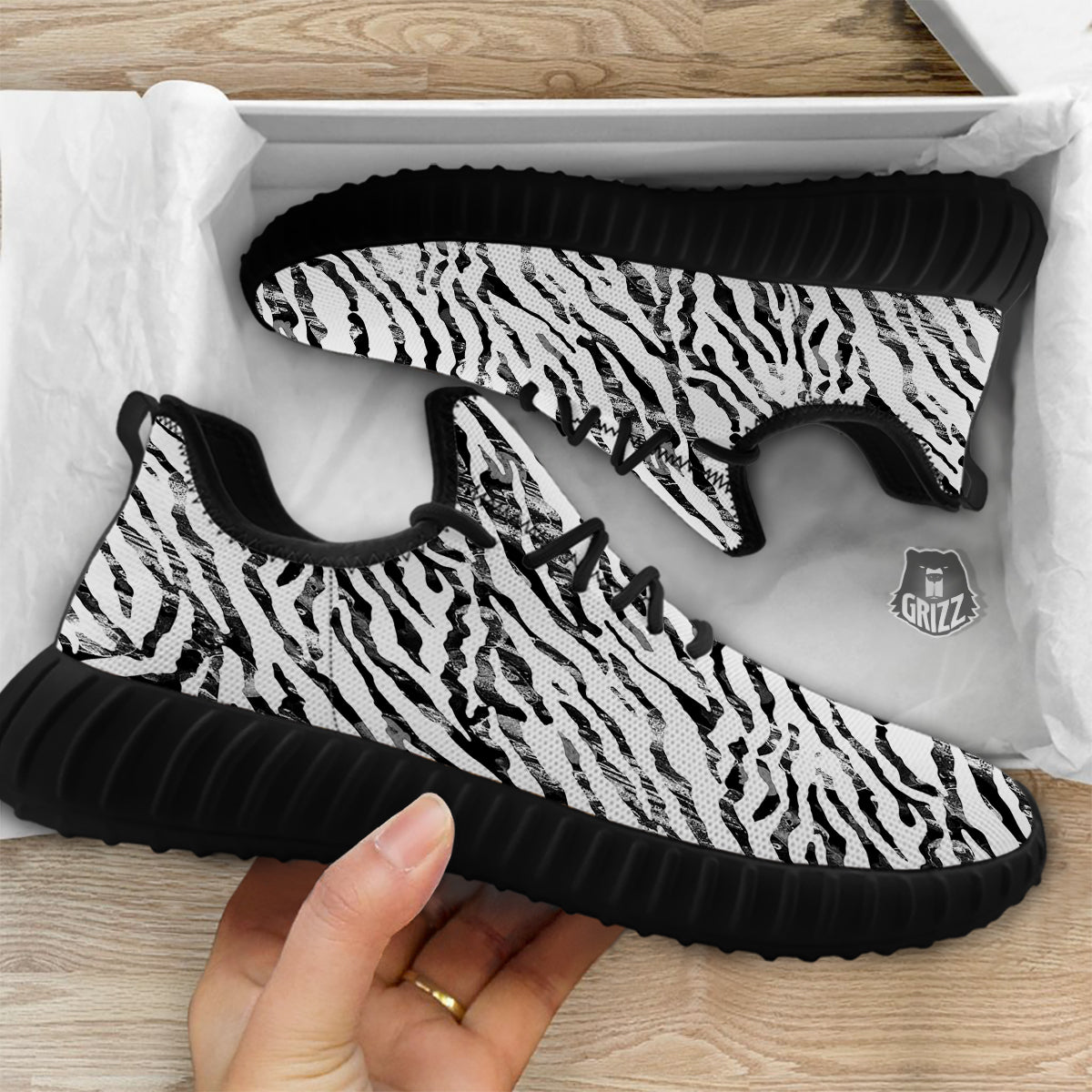 Abstract Watercolor Tie Dye Zebra Print Black Walking Shoes-grizzshop