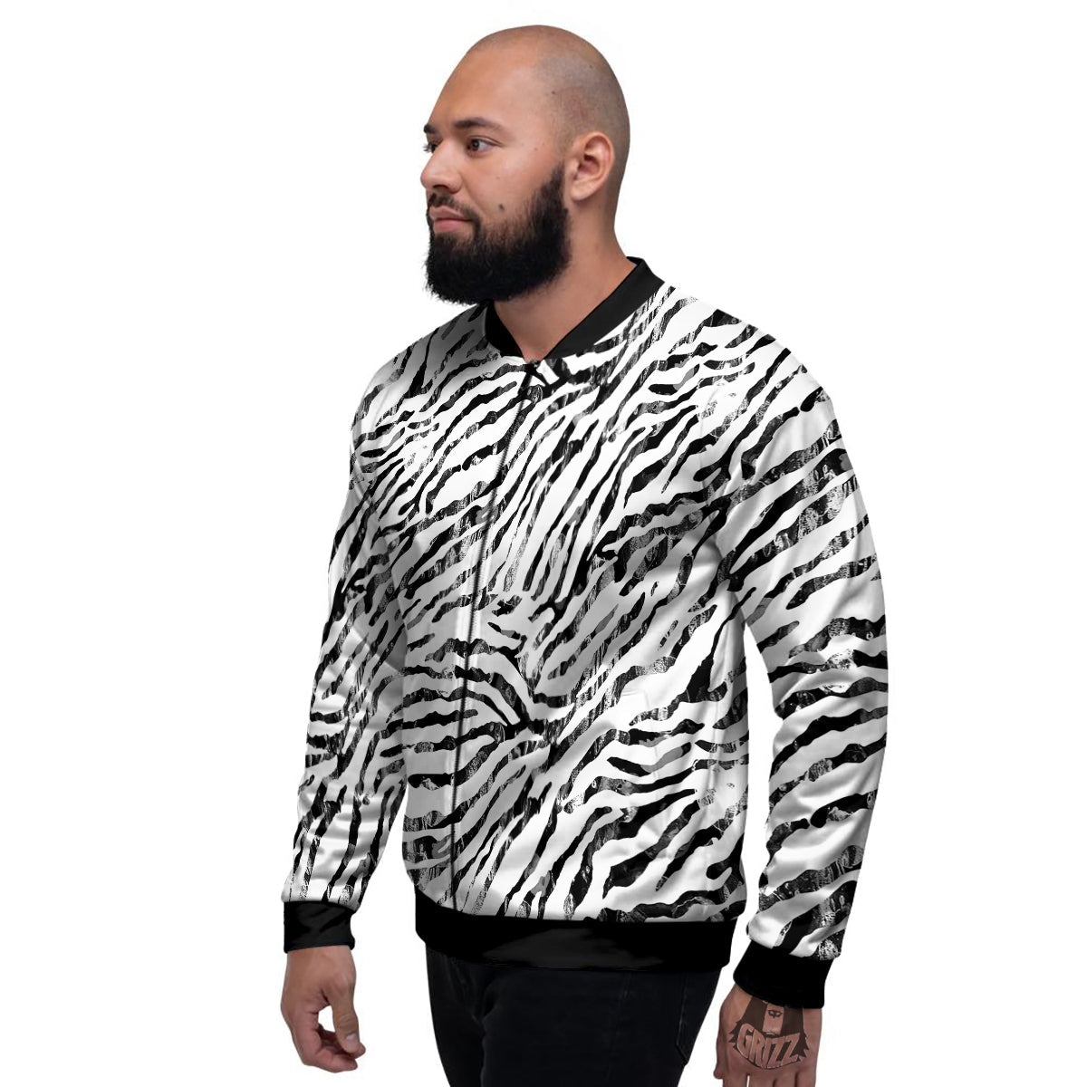 Abstract Watercolor Tie Dye Zebra Print Men's Bomber Jacket-grizzshop