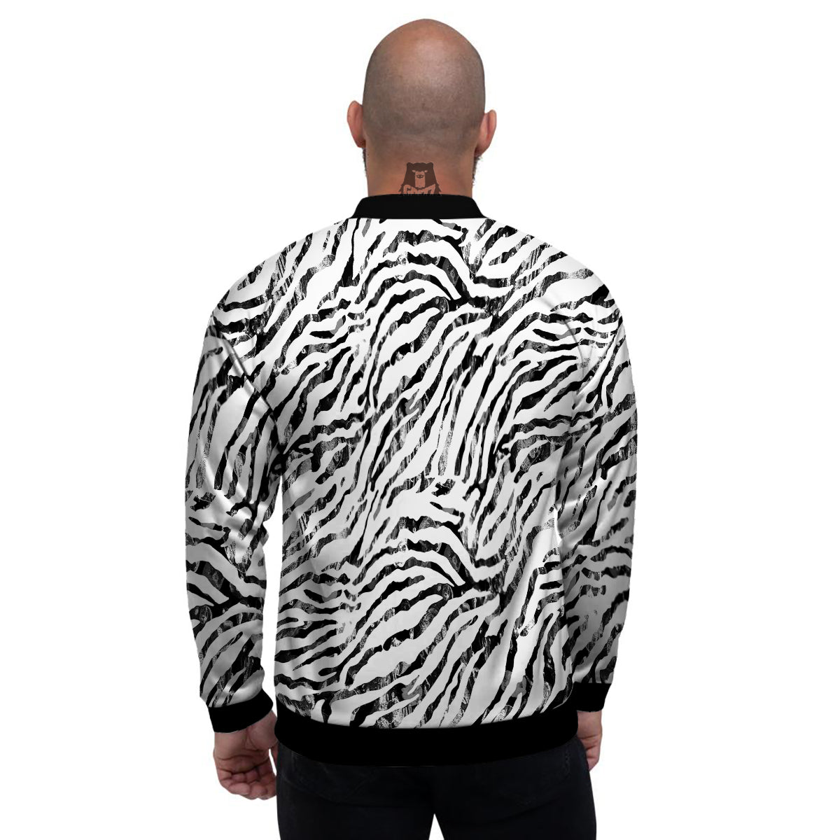 Abstract Watercolor Tie Dye Zebra Print Men's Bomber Jacket-grizzshop
