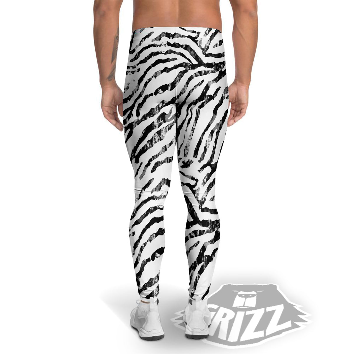 Abstract Watercolor Tie Dye Zebra Print Men's Leggings-grizzshop