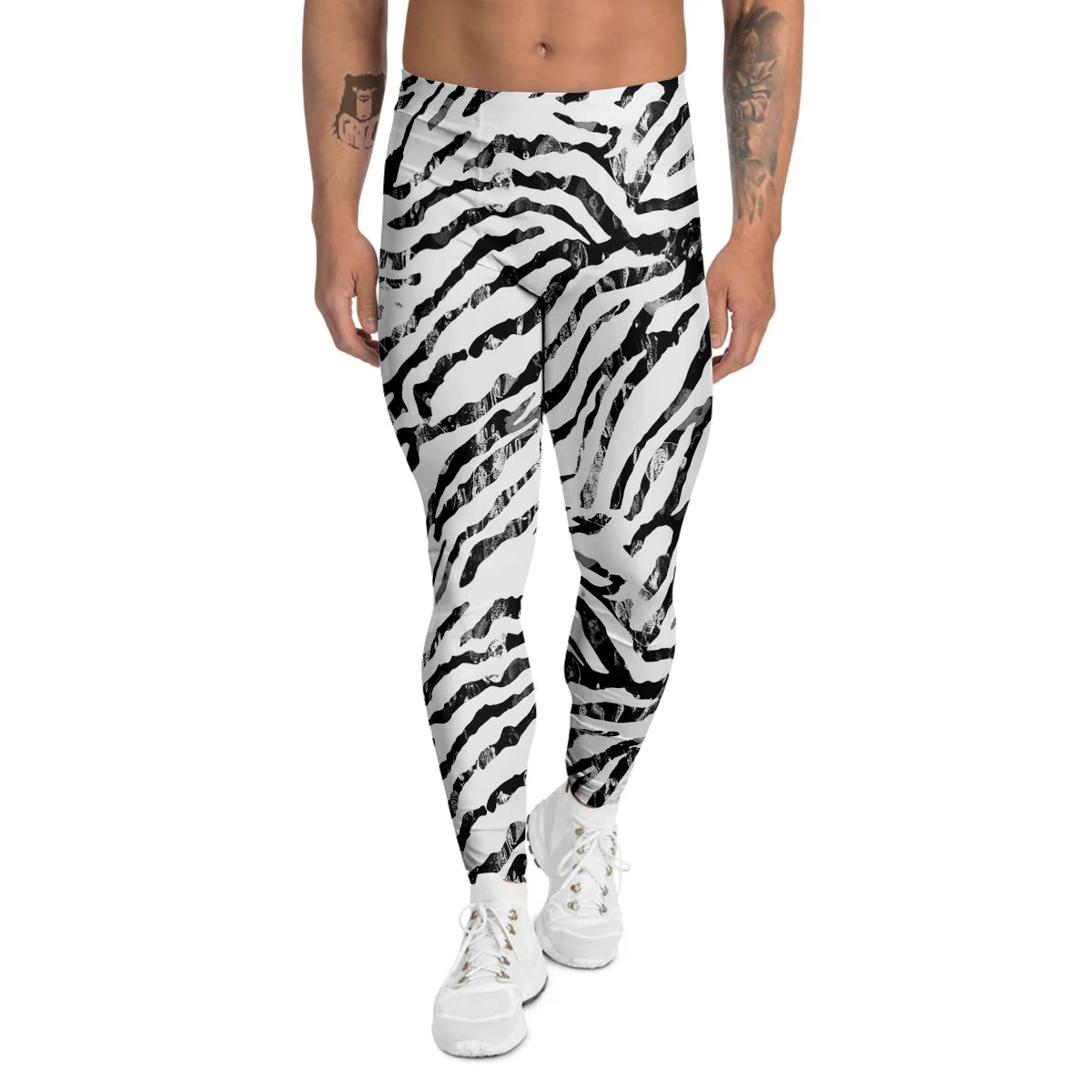 Abstract Watercolor Tie Dye Zebra Print Men's Leggings-grizzshop
