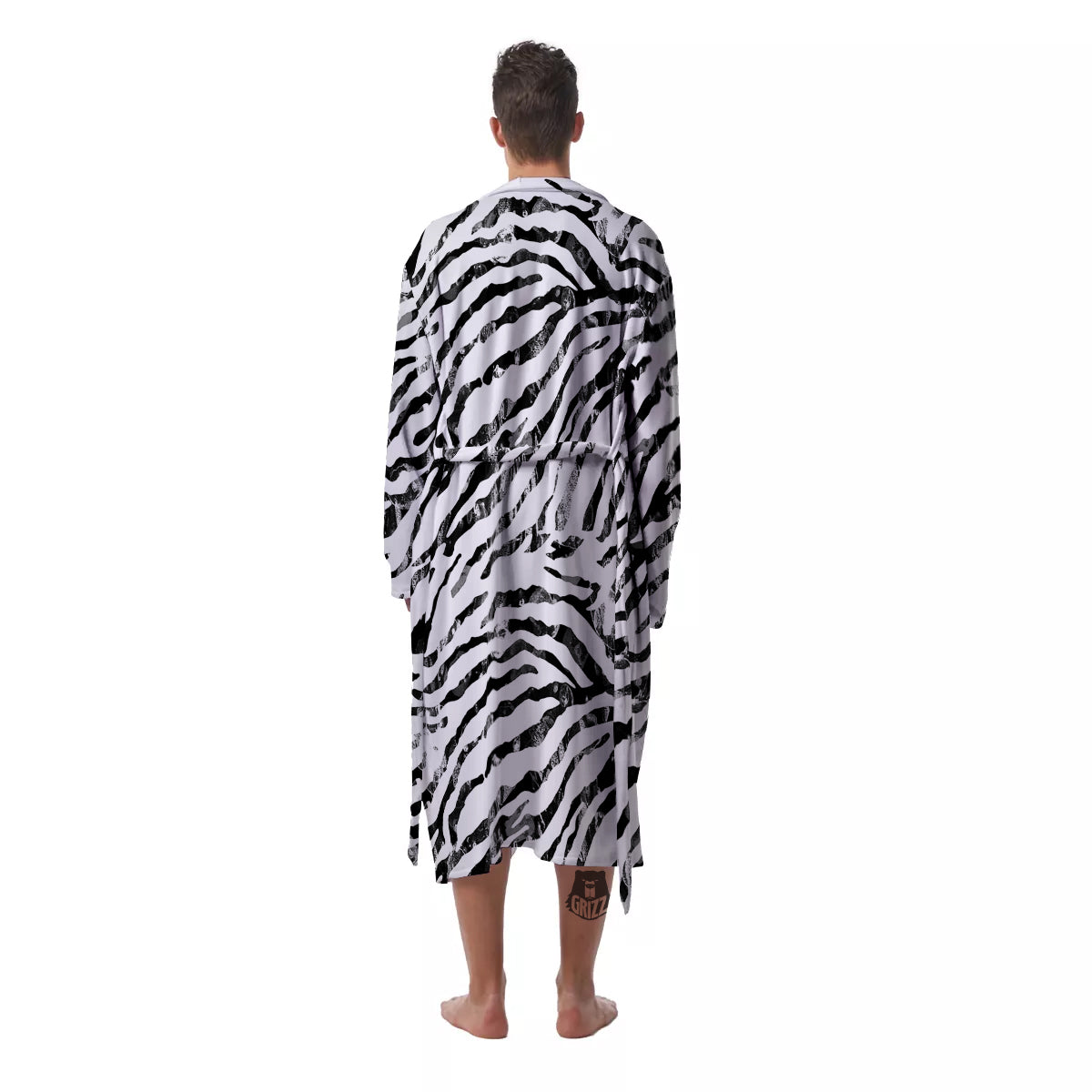 Abstract Watercolor Tie Dye Zebra Print Men's Robe-grizzshop