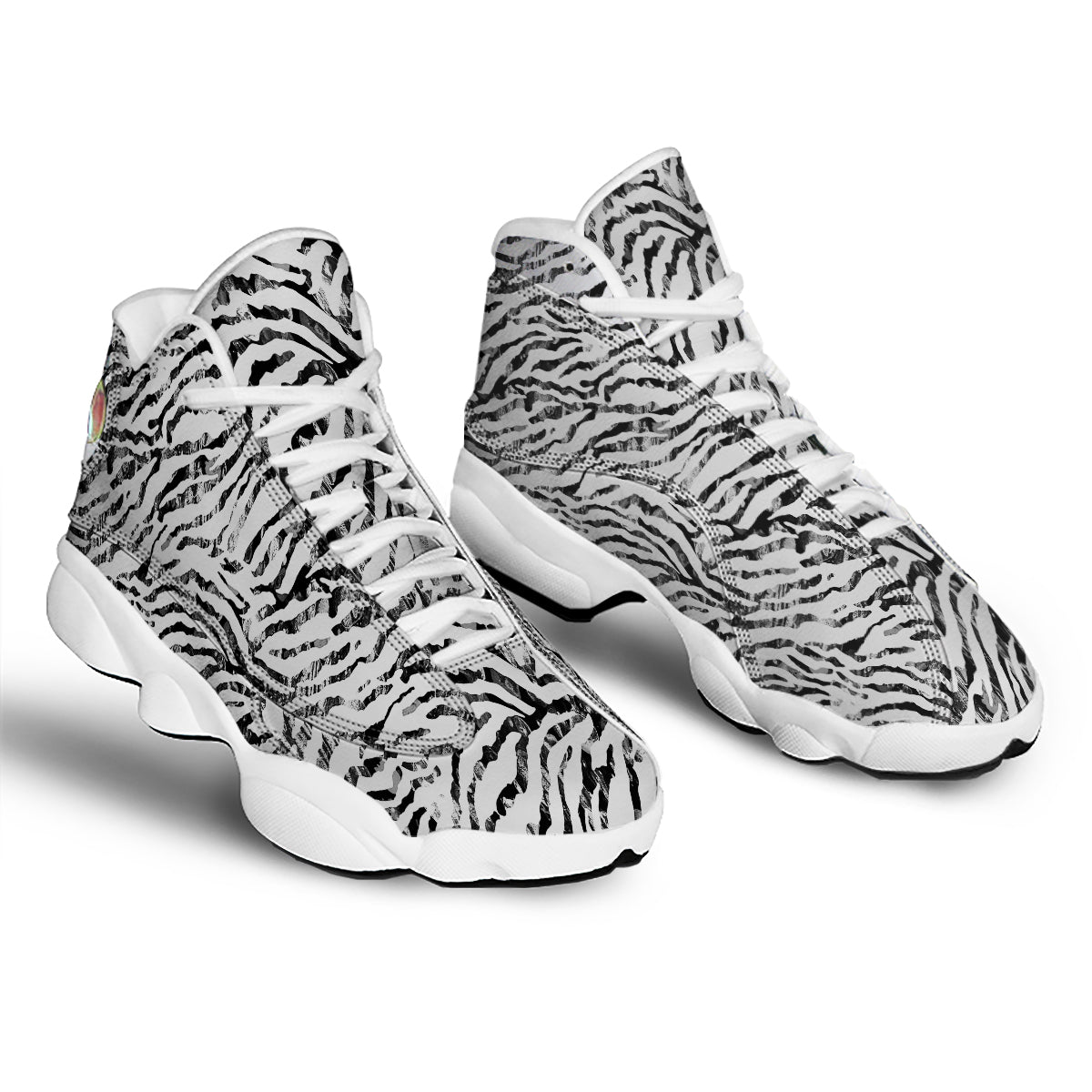 Abstract Watercolor Tie Dye Zebra Print White Basketball Shoes-grizzshop