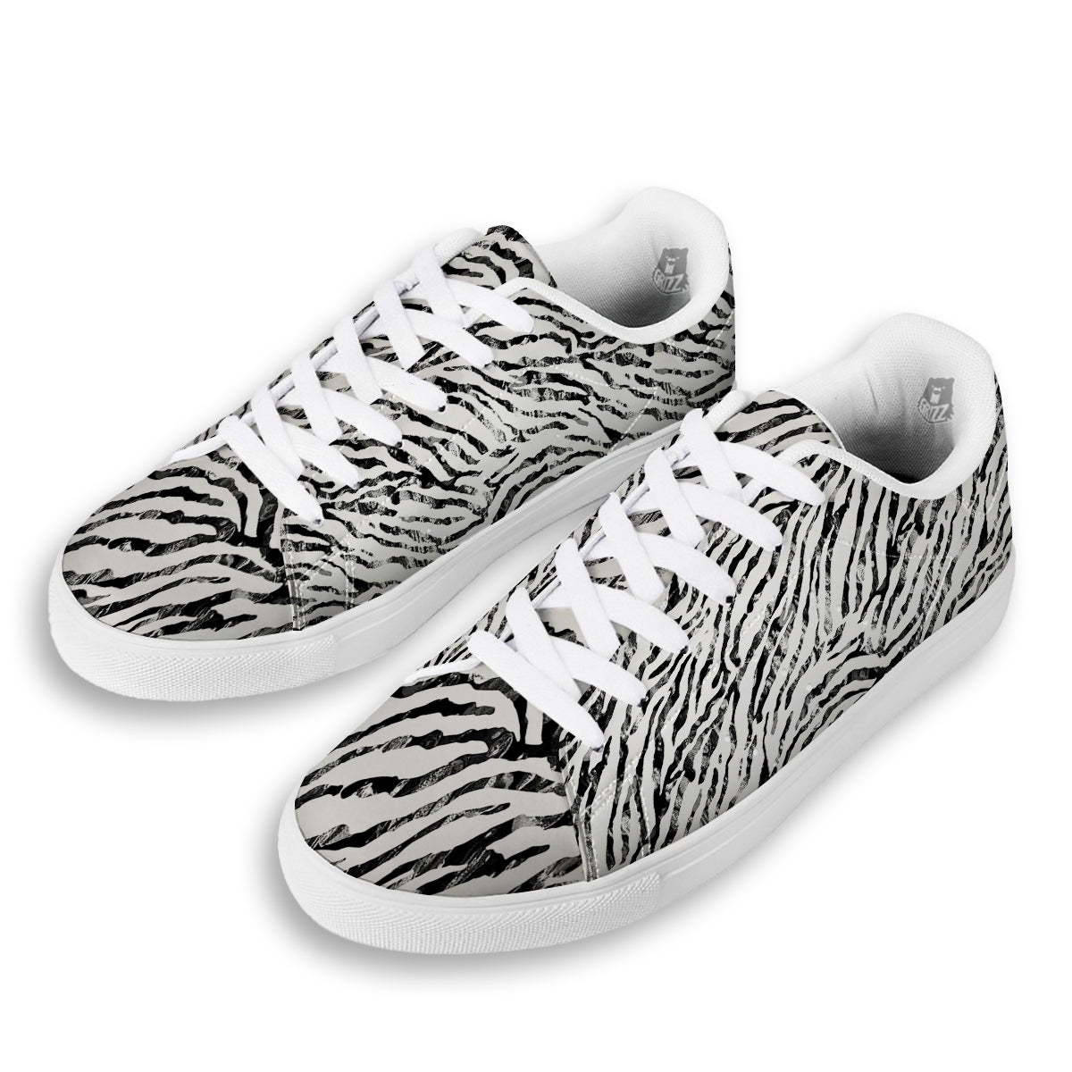 Abstract Watercolor Tie Dye Zebra Print White Low Top Sneakers-grizzshop