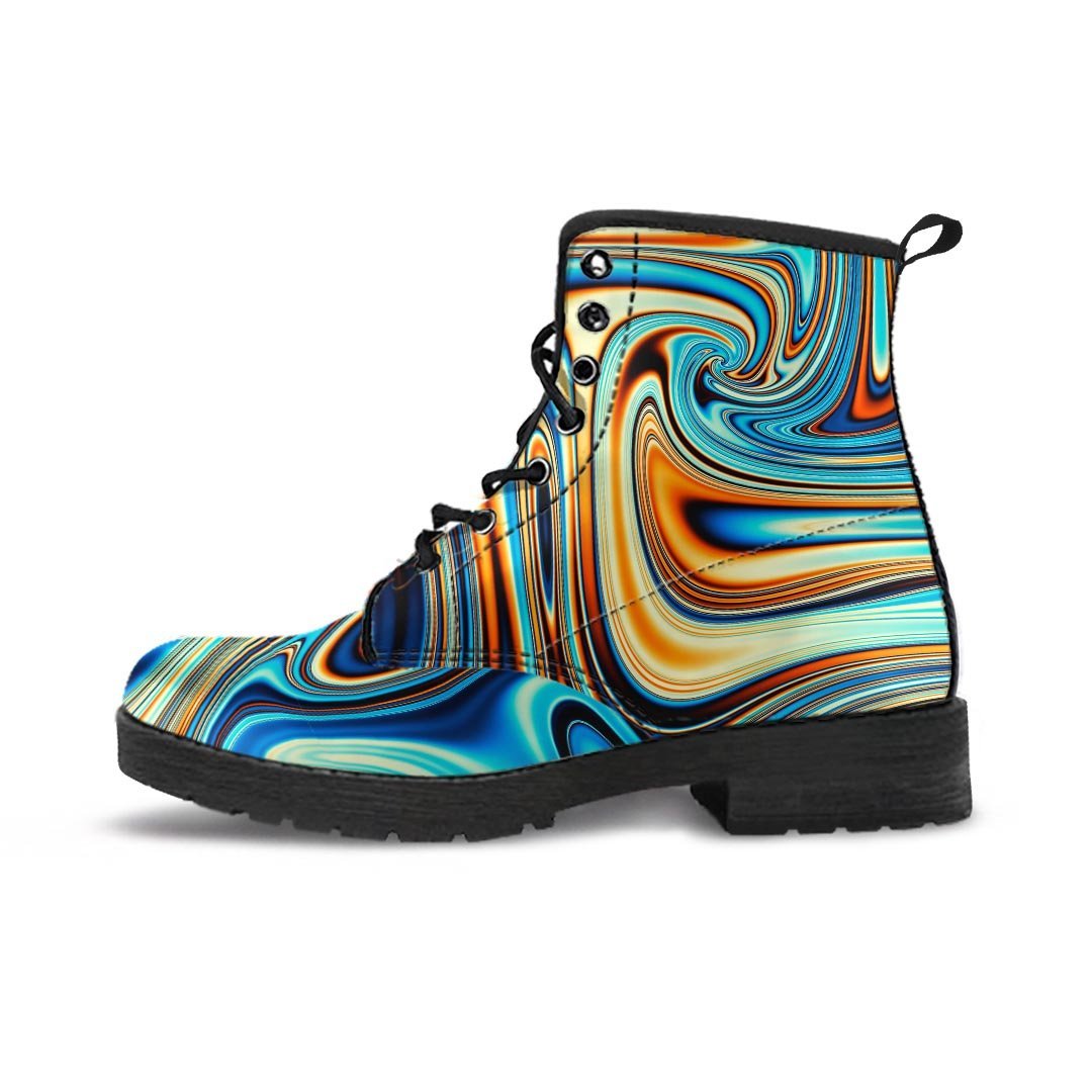 Abstract Wavy Psychedelic Men's Boots-grizzshop
