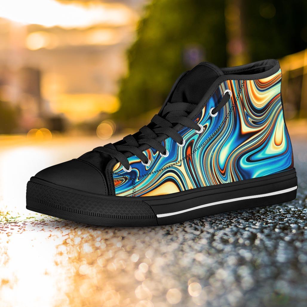 Abstract Wavy Psychedelic Women's High Top Shoes-grizzshop
