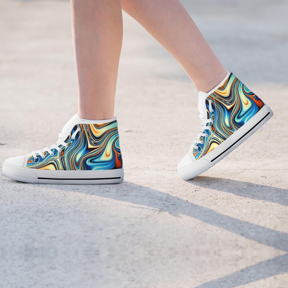 Abstract Wavy Psychedelic Women's High Top Shoes-grizzshop