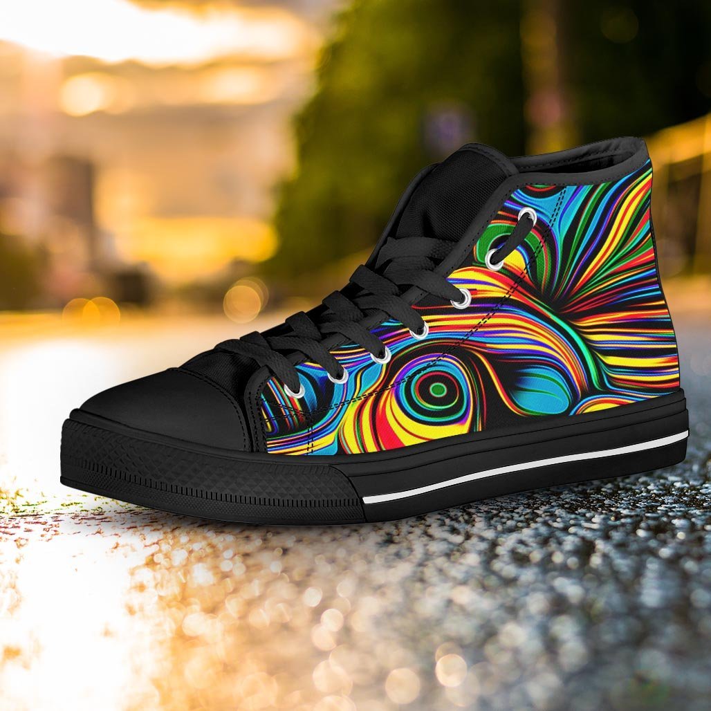 Abstract Wavy Women's High Top Shoes-grizzshop