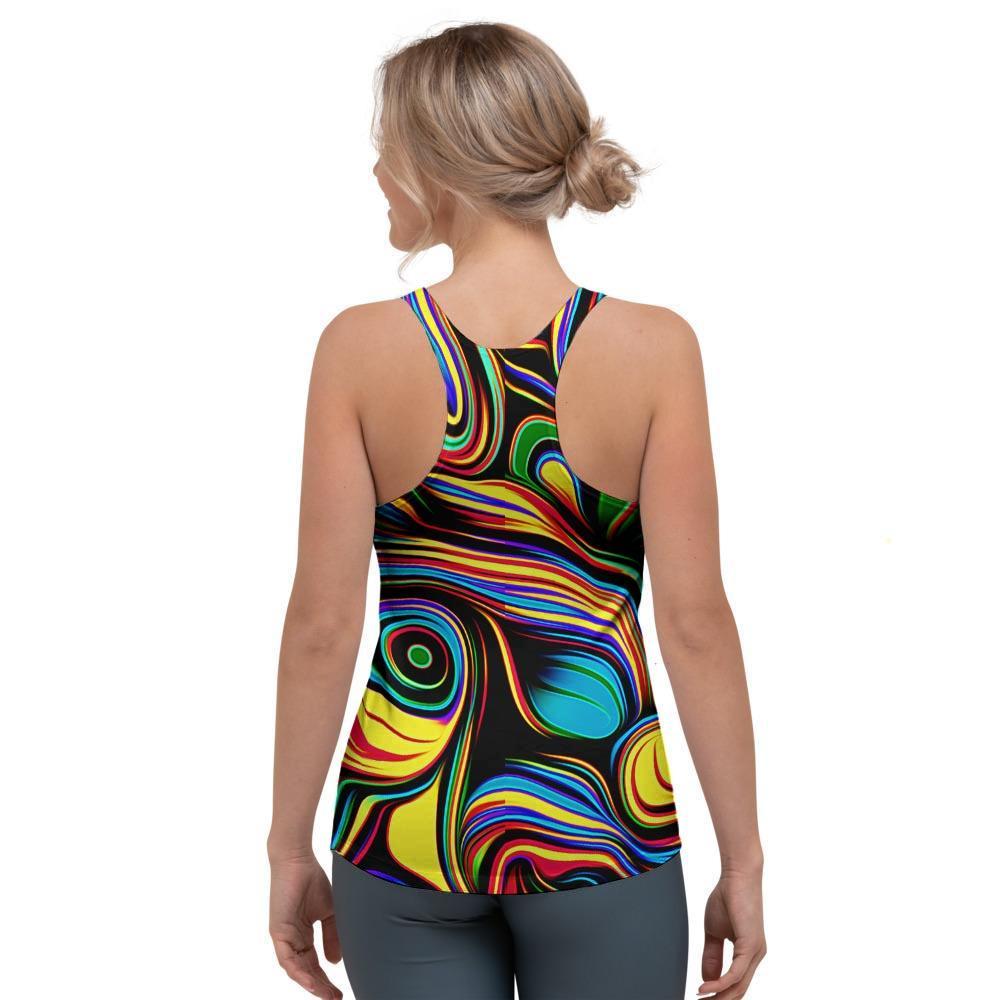 Abstract Wavy Women's Racerback Tank Top-grizzshop