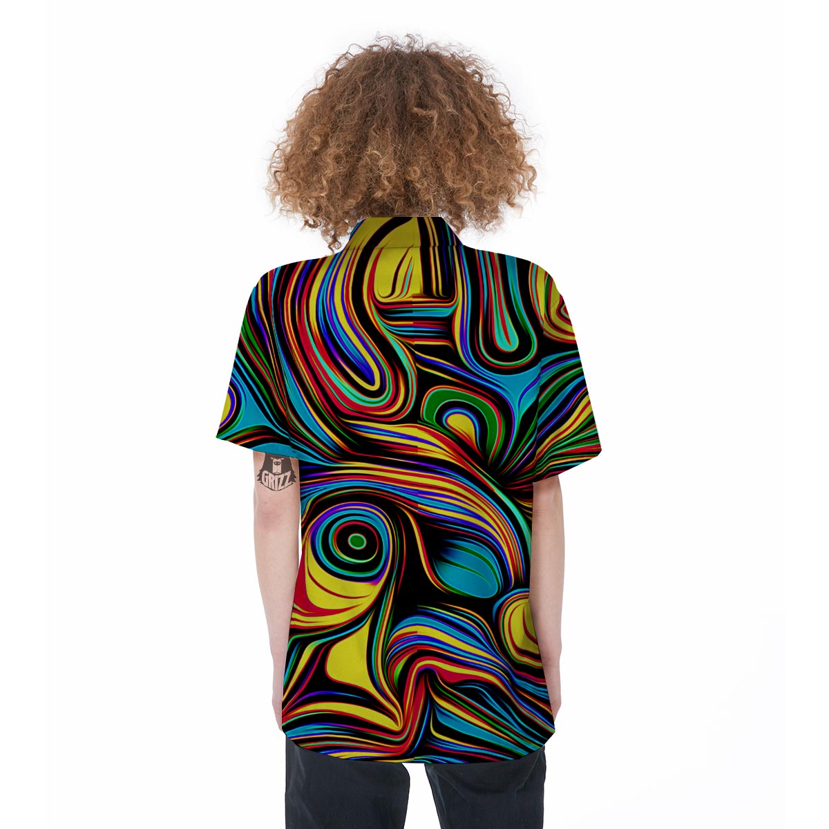 Abstract Wavy Women's Short Sleeve Shirts-grizzshop