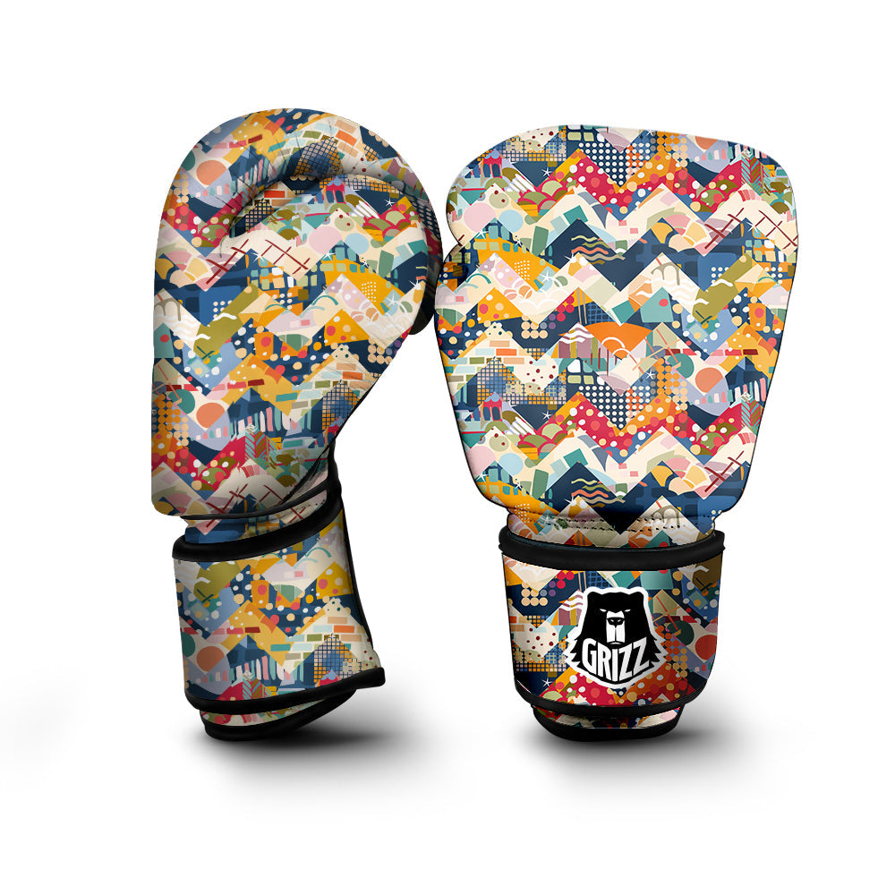 Abstract Zigzag Colorful Graffiti Style Print Pattern Boxing Gloves-grizzshop
