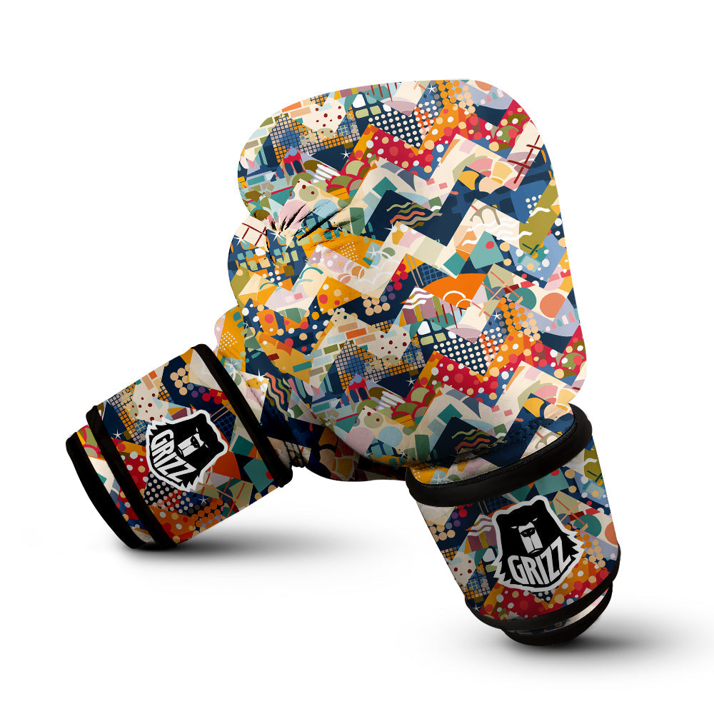 Abstract Zigzag Colorful Graffiti Style Print Pattern Boxing Gloves-grizzshop