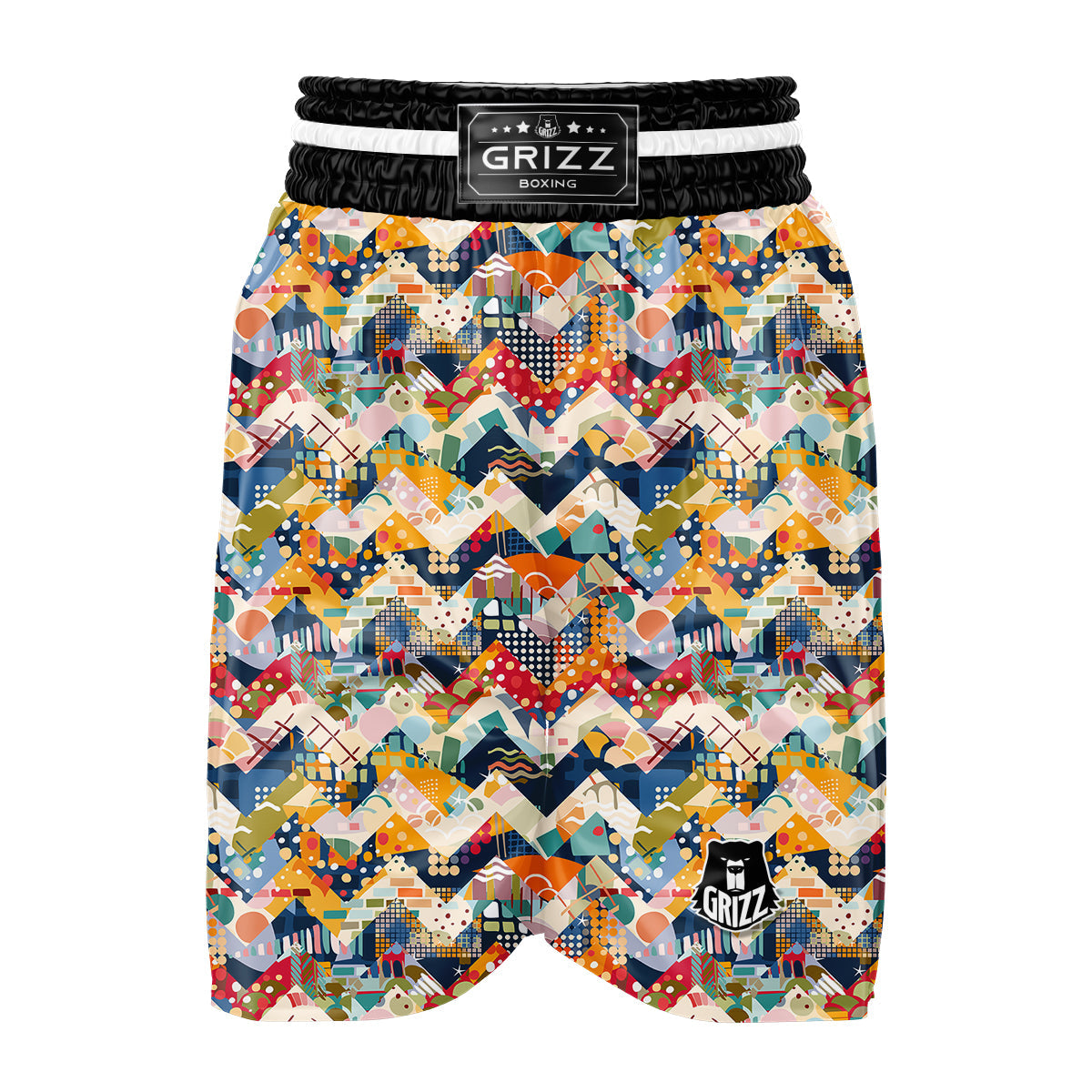 Abstract Zigzag Colorful Graffiti Style Print Pattern Boxing Shorts-grizzshop
