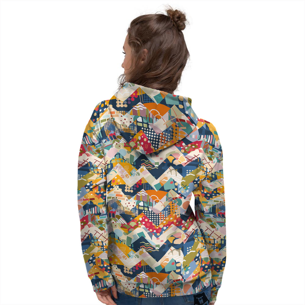 Abstract Zigzag Colorful Graffiti Style Print Pattern Women's Hoodie-grizzshop