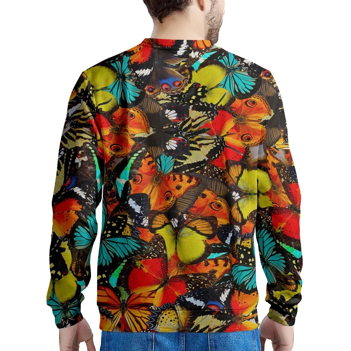 Abstract Colorful Butterfly Print Men's Sweatshirt-grizzshop