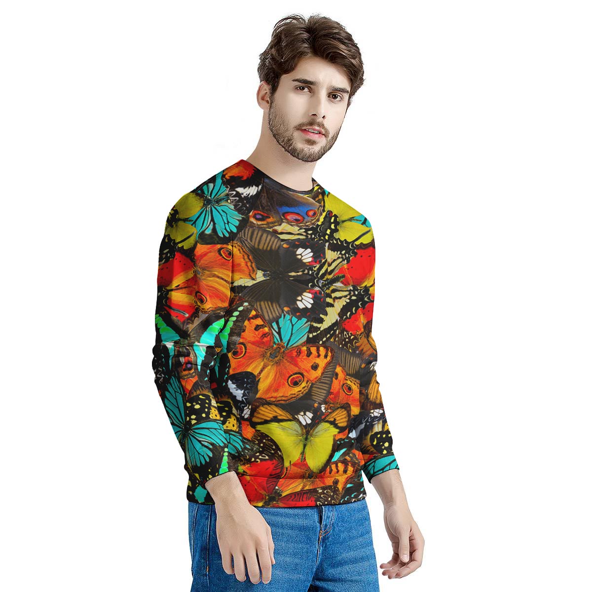 Abstract Colorful Butterfly Print Men's Sweatshirt-grizzshop